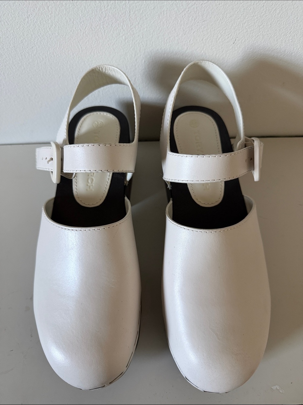 Tory Burch Runway Lug-sole Leather Clog Clogs. Cream Sz 9.5 - Picture 3 of 11